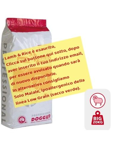 Sacco 20 Kg crocchette per cani monoproteiche all'agnello   senza glutine Dogbauer Lamb & Rice