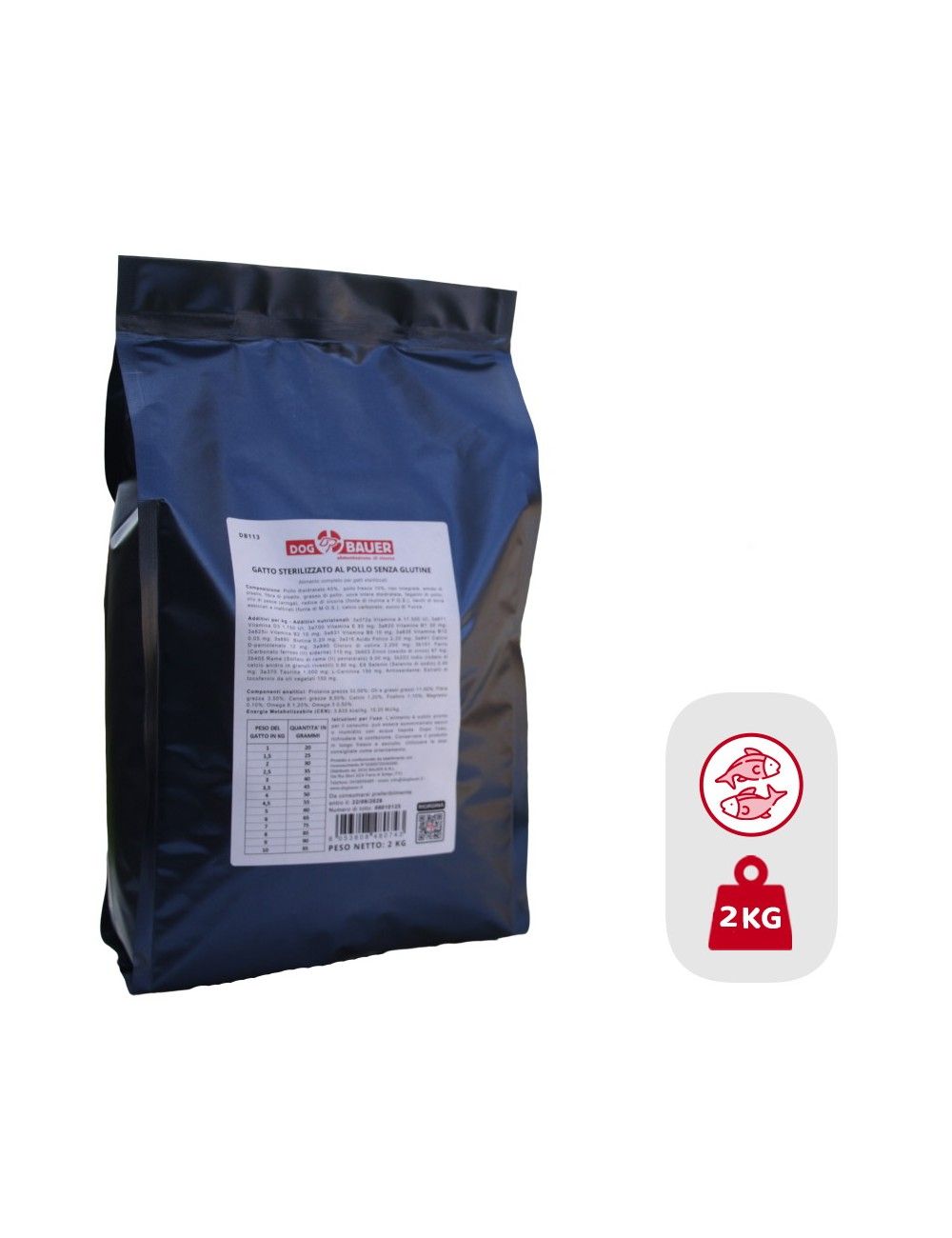 Sacco croccantini 2 Kg per gatti Dogbauer Gatto Adulto al Pesce Pescato - senza glutine